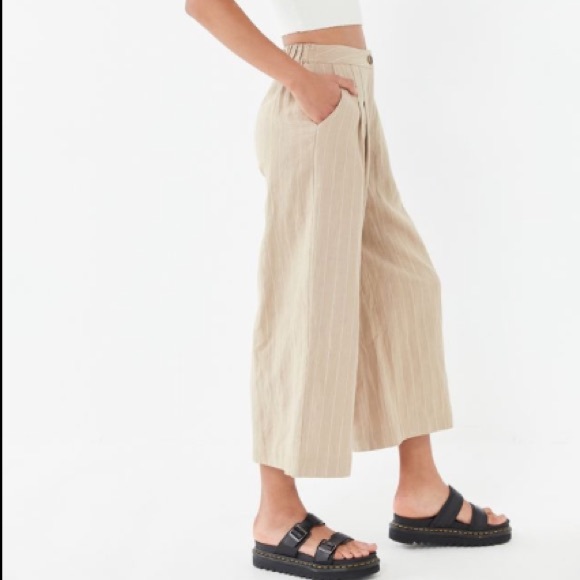 Lost + Wander Sun Tan Striped Linen Wide Leg Pant - Picture 2 of 7